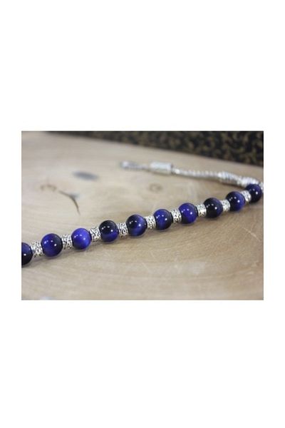 RD EKOAVM 8 Mm Blue Zaza Rosary - Rosary with Tiger Eyes and Drop Ends Rdt23473