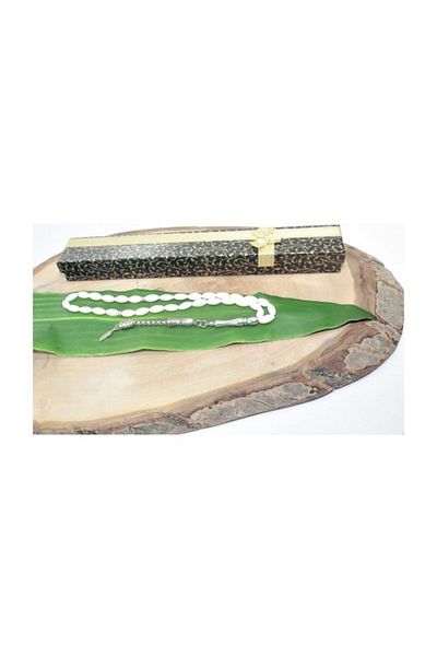 RD EKOAVM الأبيض أم اللؤلؤ شرابة واحدة ورقة نهاية الشعير قطع الحجر الطبيعي مسبحة الصلاة Rdt2005