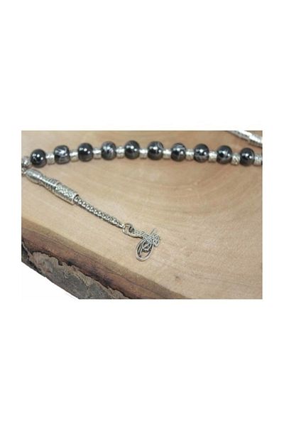 RD EKOAVM 8 Mm Veined Agate Zaza Rosary with Tugra Tip Rosary Rdt2407