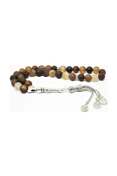 RD EKOAVM Tasseled Striped Kayi Size Agate Rosary - Real Natural Stone
