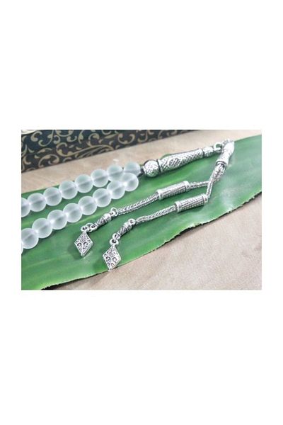 RD EKOAVM 8 Mm Globe Cut Double Tassel Rosary - Natural Stone, Tile Tipped Rdt2123