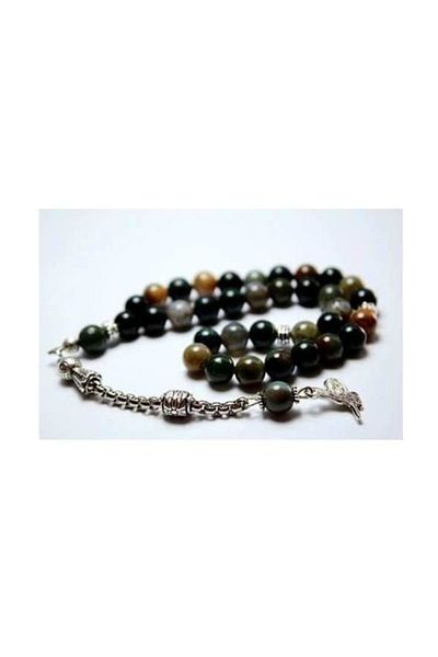 RD EKOAVM Moss Agate Stone Rosary 8 Mm Globe Cut Rosary