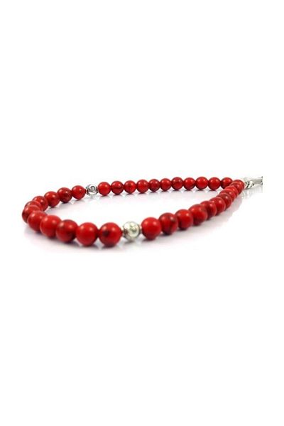 RD EKOAVM Red Howlite 8mm Globe Cut Nature Stone Prayer Beads 1153