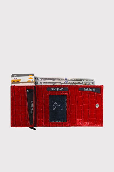 Garbalia Red Croco Malta automata kártyatartó pénztárca mechanikus érmetartóval