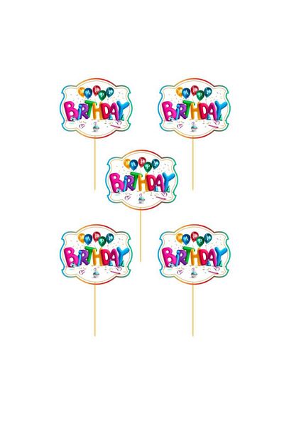 kidspartim Happy Birthday Themed Speech Bubble Set of 5