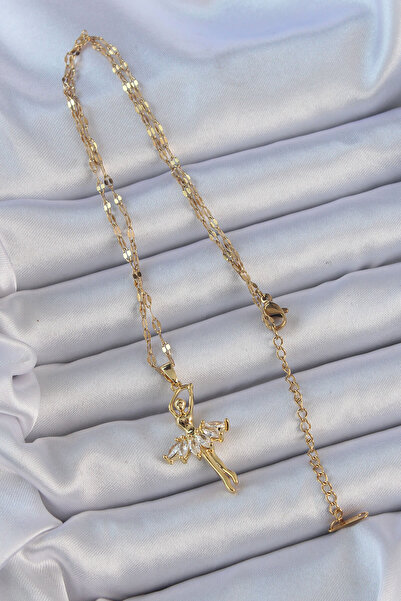 Moka Shopin Κολιέ μπαλαρίνας MokaShopin 316L Zircon Stone σε χρυσό χρώμα