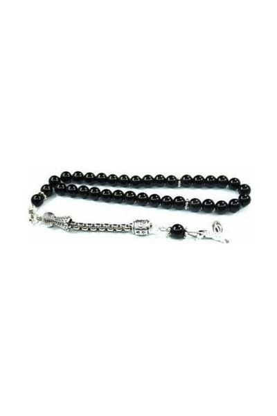 RD EKOAVM Black Natural Stone Rosary with 6 Mm Globe Cut