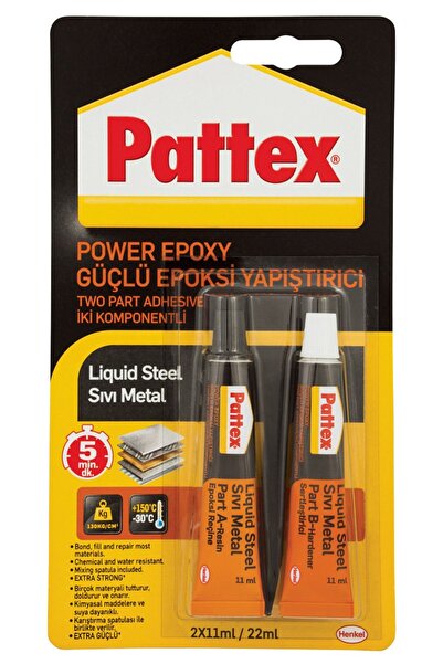Pattex 2'li Paket Power Epoxy Güçlü Epoksi Yapıştırıcı Sıvı Metal 31 Gr 2 ×11 Ml