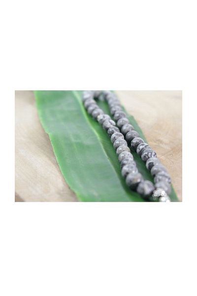 RD EKOAVM 8 Mm Globe Cut Rosary - Double Tassel, Veined Gray Agate Rdt2101