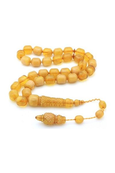 RD EKOAVM Capsule Cut Powder Amber Prayer Beads Embroidered Imame Hbt-1011