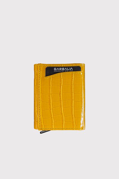 Garbalia Μηχανισμός Malta - Croco Yellow, Αυτόματη θήκη κάρτας, Πορτοφόλι με θήκη νομισμάτων