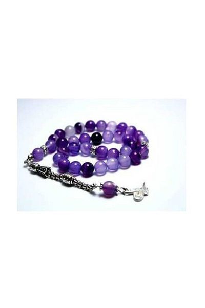 RD EKOAVM Purple Variegated Agate Stone Rosary 8 Mm Globe Cut Rosary
