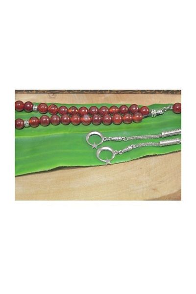 RD EKOAVM Double Tassel Moon Star Tip Globe Cut 8 Mm Rosary Dark Brown Agate Rosary Rdt2279