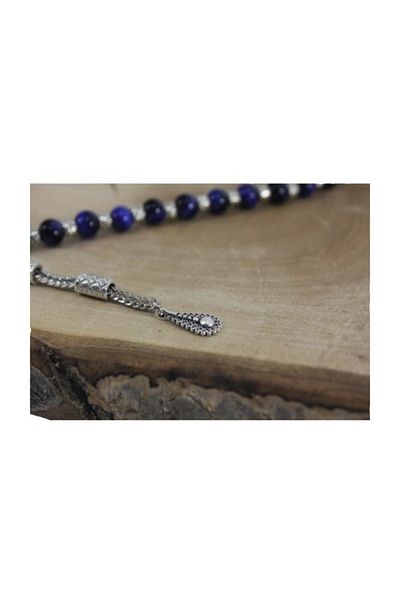 RD EKOAVM 8 Mm Blue Zaza Rosary - Rosary with Tiger Eyes and Drop Ends Rdt23473