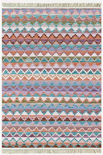 kilim home سجادة قطنية 51 بخلفية رمادية، زخارف تقليدية، سجادة منسوجة مزخرفة ح...