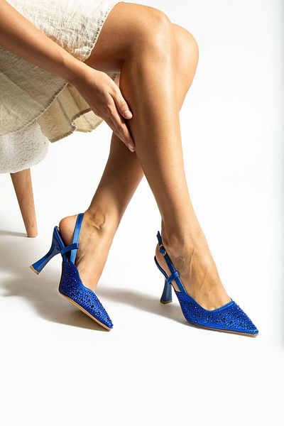 Tulin Shoes Hera Stone Print Detaliu Tocuri Albastru