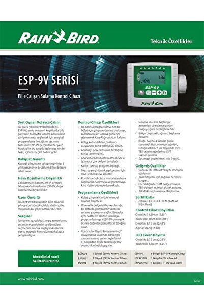 Rainbird Rain Bird Yeni Esp 9v Pilli Kontrol Ünitesi Zamanlayıcı 1 Istasyon F48351+ 100 dvf 9 volt vana