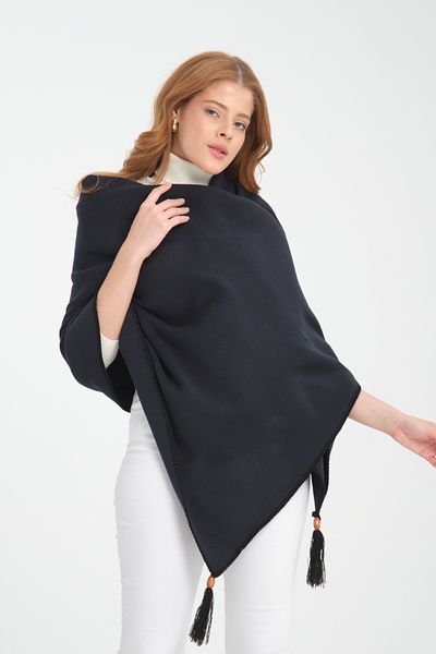 VEGA MODA Tricotaj cu gât țesut șal de umăr pentru femei - cusut și fără model