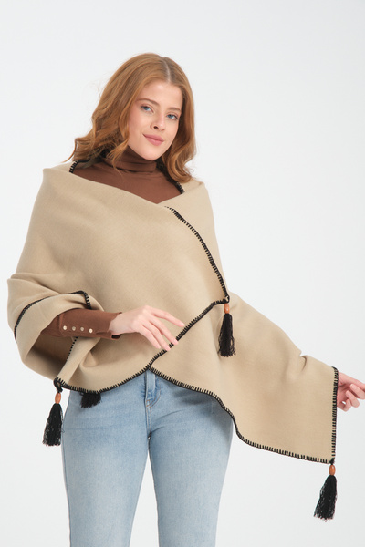 VEGA MODA Γυναικείο σάλι ώμου με ζιβάγκο - ραμμένο και χωρίς σχέδιο