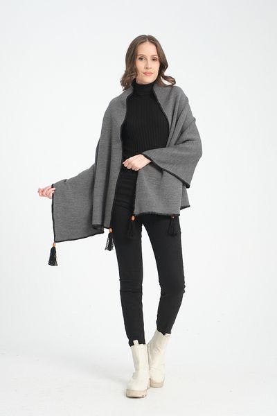 VEGA MODA Turtleneck Knitwear Women's Shoulder Shawl - Stitched and Patternless