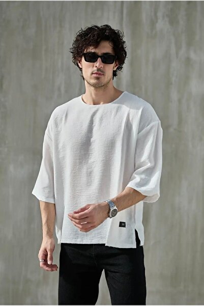Thebomb Erkek Fakir Kol Oversize T-shirt Kısa Kollu Bisiklet Yaka