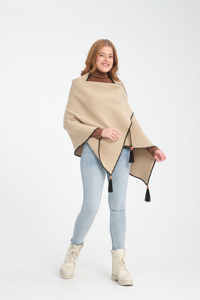 VEGA MODA Turtleneck Knitwear Women's Shoulder Shawl - Stitched and Patternless