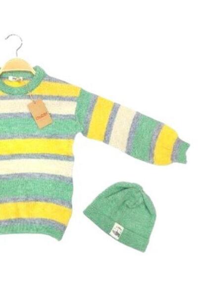 Çikoby Pulover pentru fete cu beretă în dungi