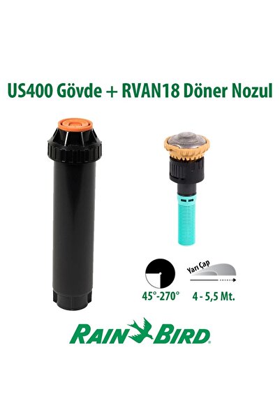 Rainbird Rain Bird RVAN18 Döner Nozul Açı Ayarlı 4 - 5,5 Mt. ve US400 Boş Göv...