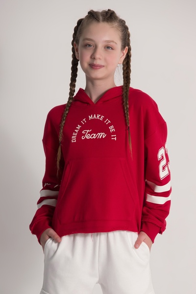 DMB BOYS & GIRLS Girl's Cotton Hooded Sweatshirt - Front and Back Printed