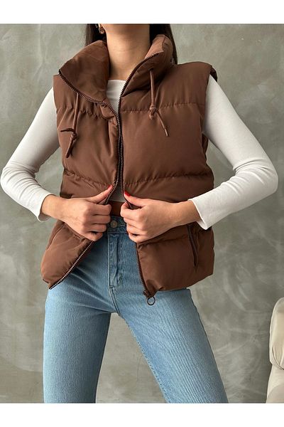 İLKCET MODA Vestă de puf pentru femei oversize - căptușită