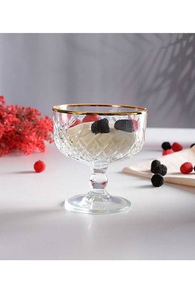 Paşabahçe 440211 Timeless Golden Touch 4-Piece Ice Cream Bowl Set of 4