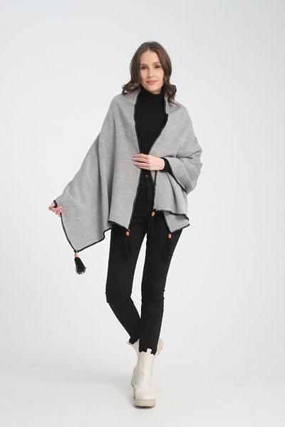 VEGA MODA Turtleneck Knitwear Women's Shoulder Shawl - Stitched and Patternless