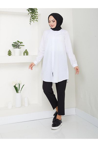 ensade Long Sleeve Woven Shirt Tunic
