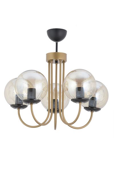 lüx aydınlatma Lina 5-Piece Antique Honey Glass Chandelier Set