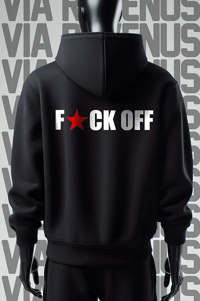 Vordevia Φούτερ F*ck Off 3 νήματα φαρδιά εφαρμογή μαύρη κουκούλα - εμπρός και πίσω