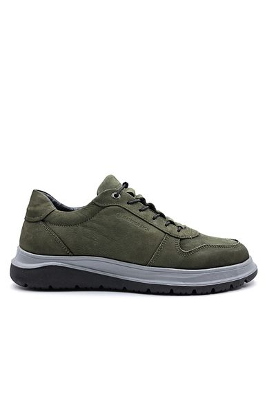 Hammer Jack Γνήσιο δέρμα Nubuck - Ανδρικά παπούτσια Comfort με λάστιχο και πράσινο χακί