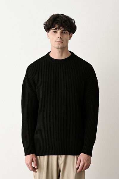 İLKCET MODA Унисекс голям пуловер с дебел шнур