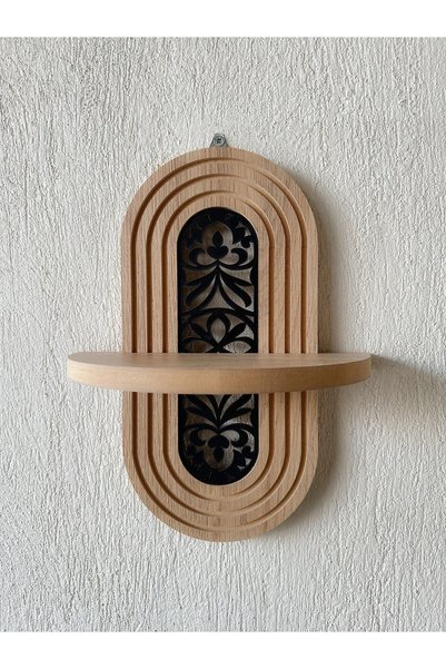 Step and Maker Raft de perete din lemn cu model (MDF)