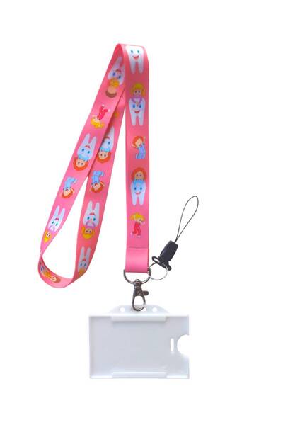 DODO BONE Tooth Pink Card Strap Lanyard, Collar Strap Lanyard, Phone Strap an...