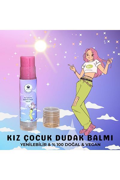 NATUVERSE Girl's Lip Balm 5 ml Edible & Lip Balm for Children 100% Natural & Vegan & Handmade