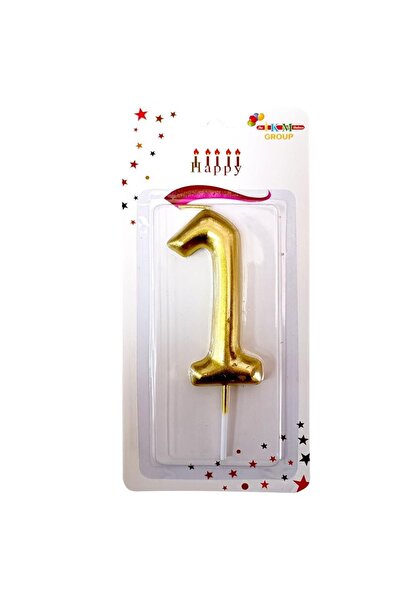 Öz-bal Büyük Boy 13,5 cm Gold Rakam Mum - Altın Renkli Mum - Doğum Günü ve Ku...