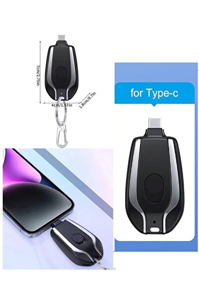 PERİBOİA Periboia Type C Anahtarlık Şeklinde Mini Taşınabilir Acil Durum Powebank Hızlı Şarj Alet 1500 Mah