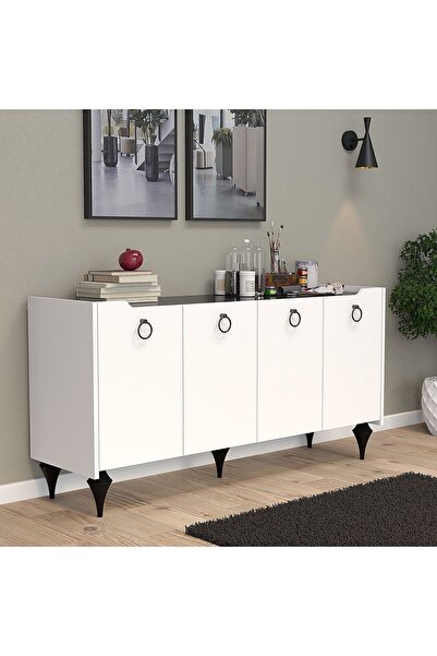 UMGMOBİLYA Titanyum (MERMER-BEYAZ) Modern Konsol,çok Amaçlı Dolap,dresuar,mut...