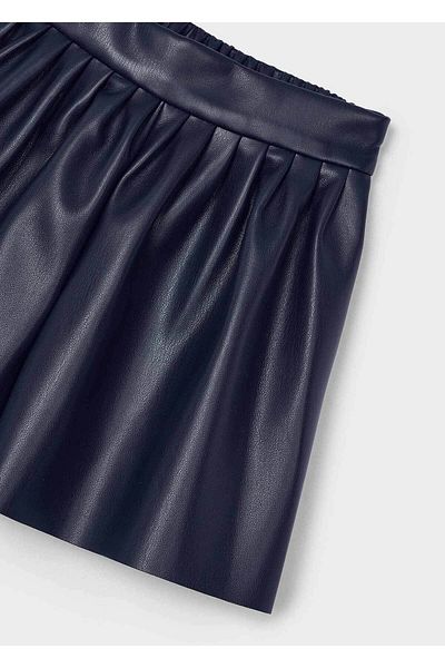 MAYORAL Navy Blue Leather Girl's Shorts Skirt - 4907