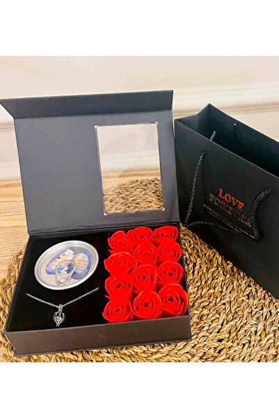 Lexi Bella Sevgililer Günü Hediyesi Güllü İstiridye İnci Kolye Seti Özel Kutu...