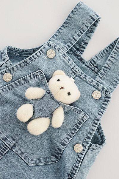 TUOBEBE Baby Jeans Slippers with Teddy Bear