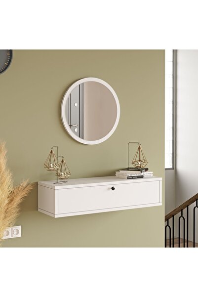L'occi Concept Cosmia Aynalı 80 Cm Kapaklı Duvara Monte Dresuar Hol Antre Beyaz Cs2-w