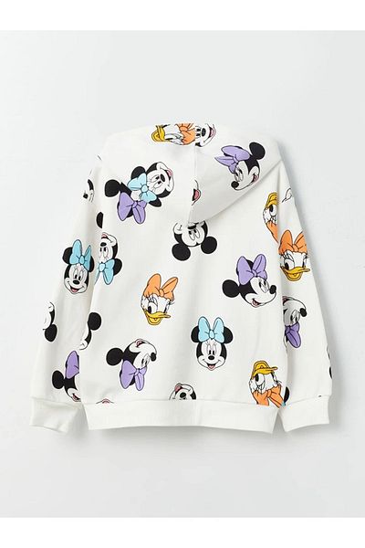LC Waikiki LCW Kids Hooded Disney Printed Long Sleeve Girl's Zippered Sweatshirt