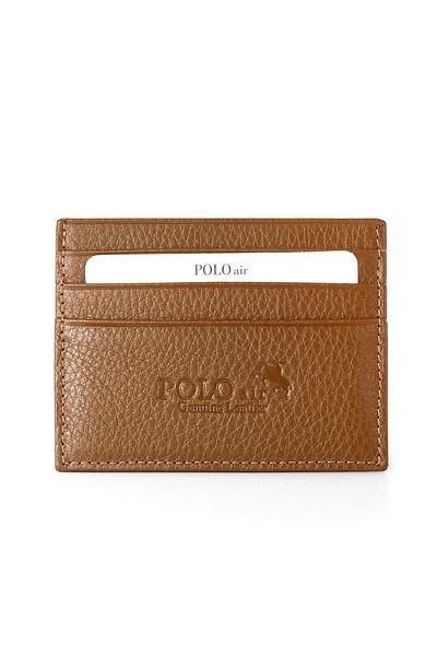 Polo Air Genuine Leather Tan Credit Card Holder Box