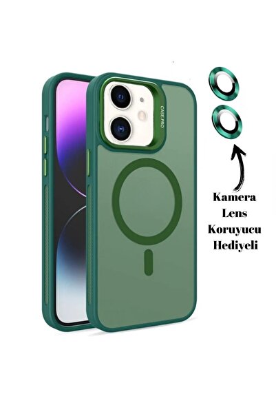 innovicase İphone 12 Uyumlu Standlı Magsafe Kılıf Kamera Koruma Lensli Kapak